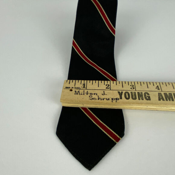 Vtg John Franks Slim Skinny Necktie 54" Short Striped Black Red White Schoolboy - Picture 2 of 5